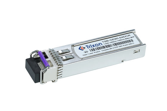 TSB-GE80-54DCR 1.25G BIDI Bi-directional SFP dengan Single LC Connector 80km 1550nm/1490nm -5°C ~ +70°C